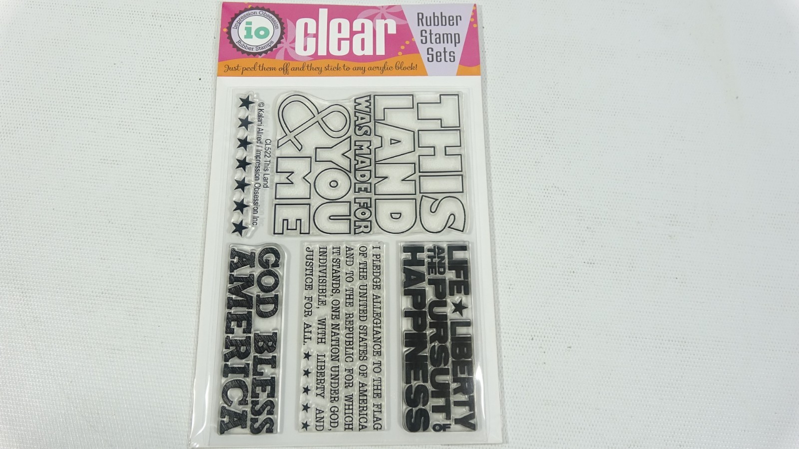 Impression Obsession io Clear Rubber Stamp Set CL522 This Land God Bless America