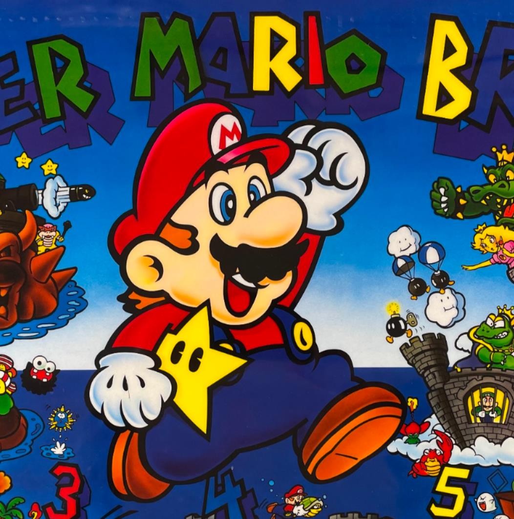 Gottlieb Super Mario Bros. Pinball Machine Game Translite Backglass NOS