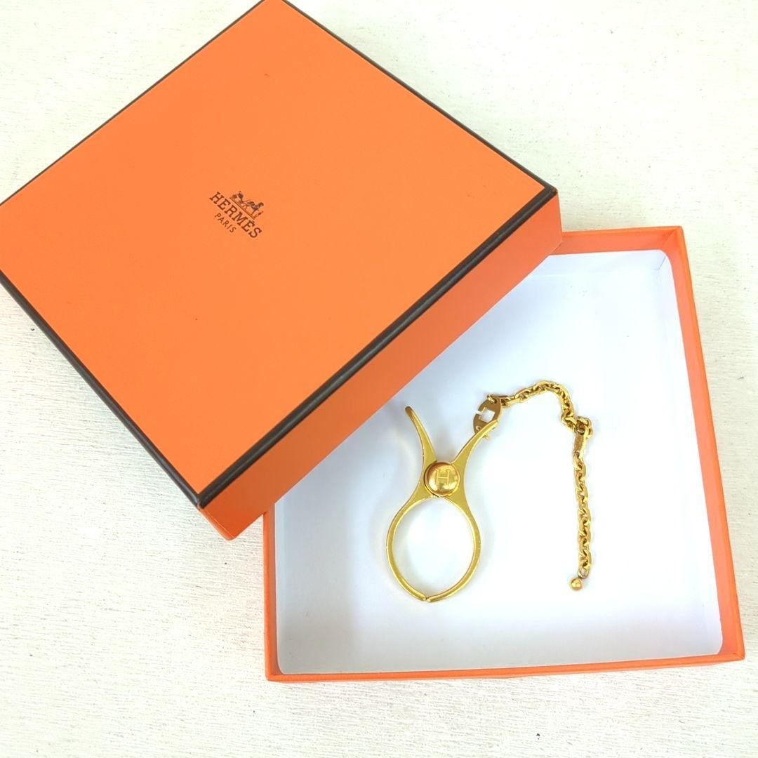 Hermes Glove Holder Filou Key Chain Bag Charm Gloves Clip Gold Metal w/Box