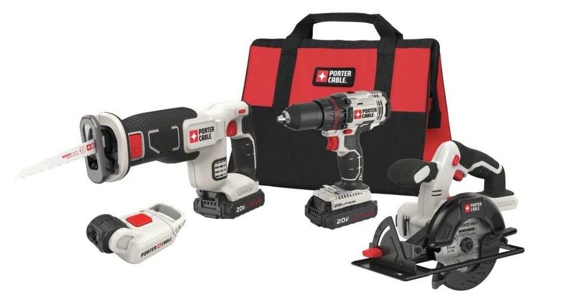 PORTER-CABLE 20V MAX Power Tool PCCK616L4 Kit, 4-Tool Cordless Power Tool Set