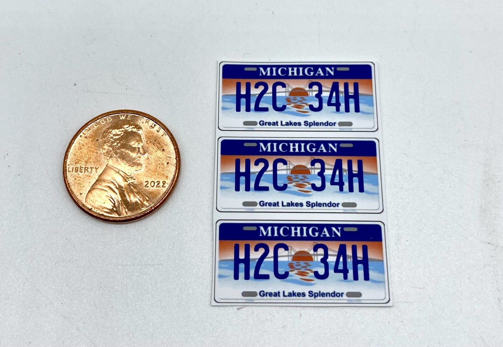 1/10 scale Michigan Lake Splendor license plate decals for your r/c car or truck