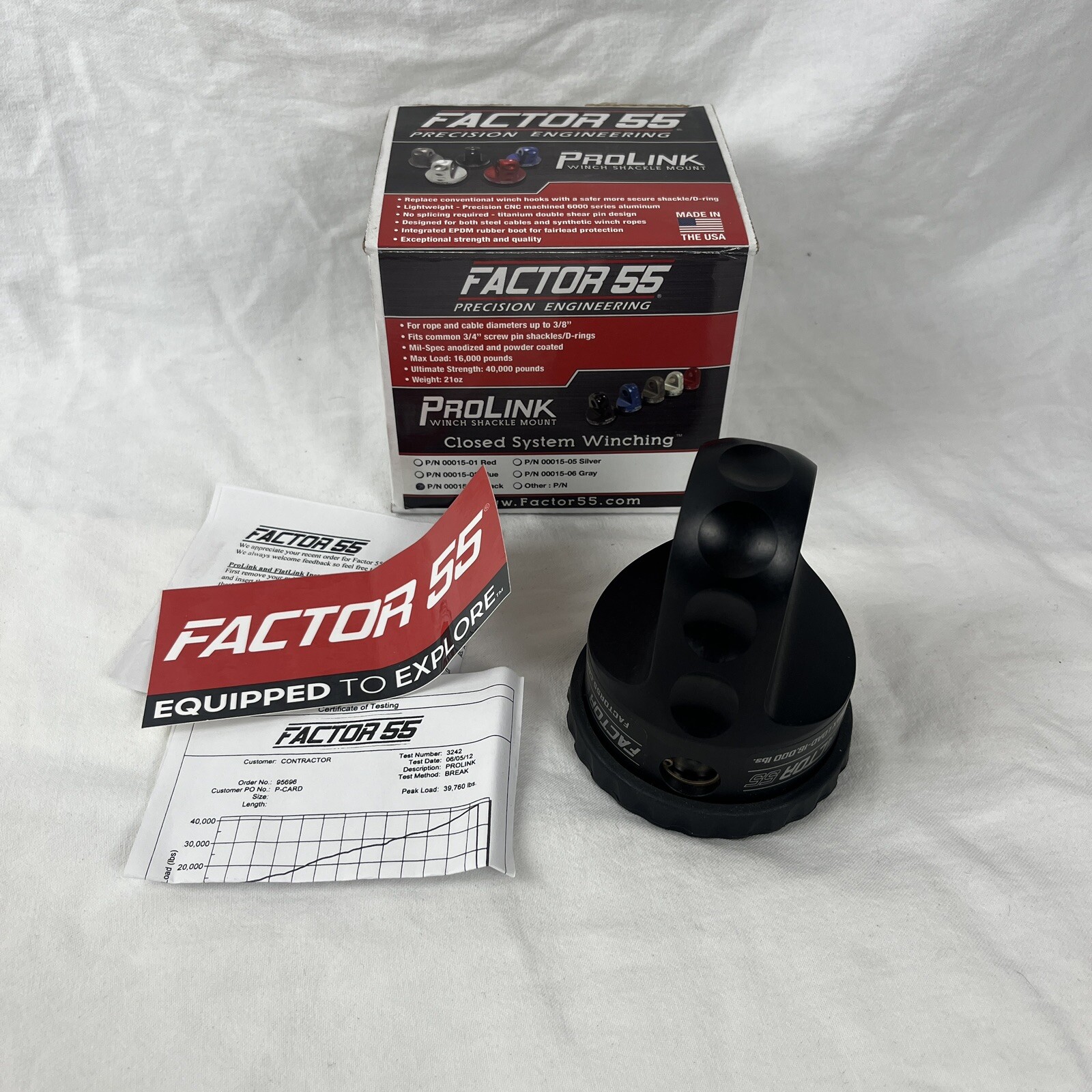 Factor 55 Prolink Shackle Mount Black 00015-04 Recovery Offroad Overlanding