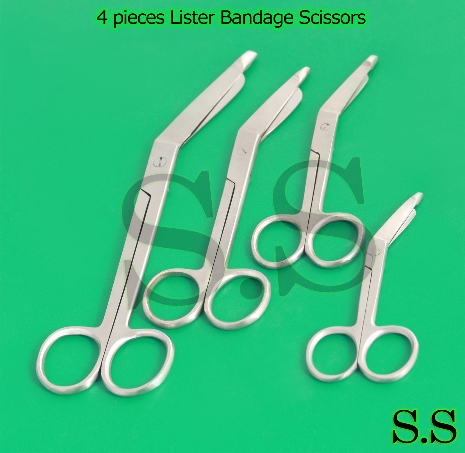 4 Lister Bandage Scissors 3.5" + 4.5" + 5.5" +7.25" surgical Dental Instruments