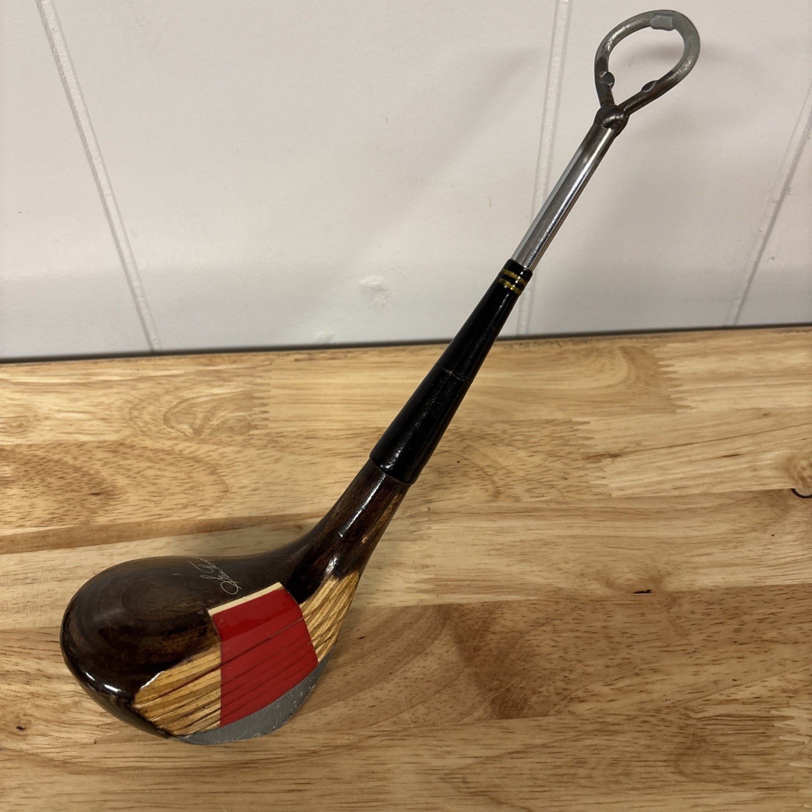 Vintage Stan Thompson Persimmon Wood Golf Club Bottle Opener Ginty Red Keystone
