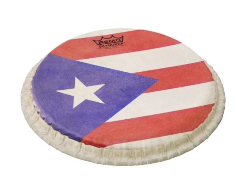 Bongo Drumhead Remo, Tucked, 0715” SKYNDEEP Puerto Rico Flag GRAPHIC