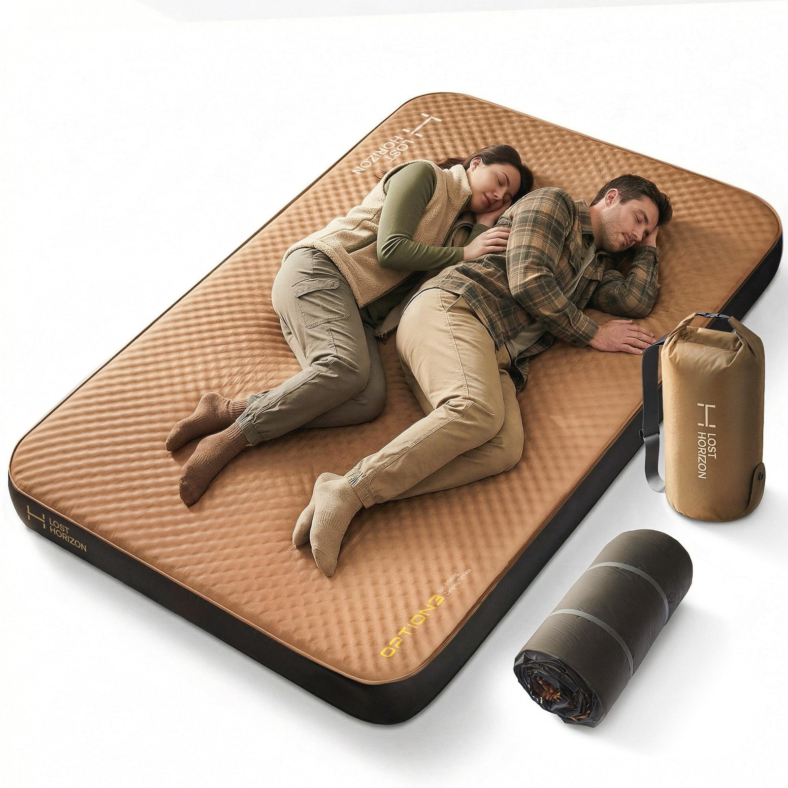 Air & Foam Camping Mattress, Self-Inflating Sleeping Pad, 4.5" Thick, with Pu...