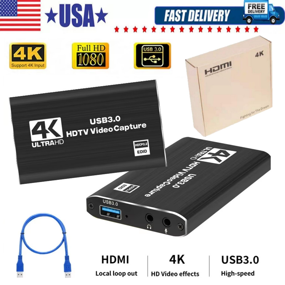 4K Audio Video Capture Card USB 3.0 HDMI Video Capture Device Full HD Recording