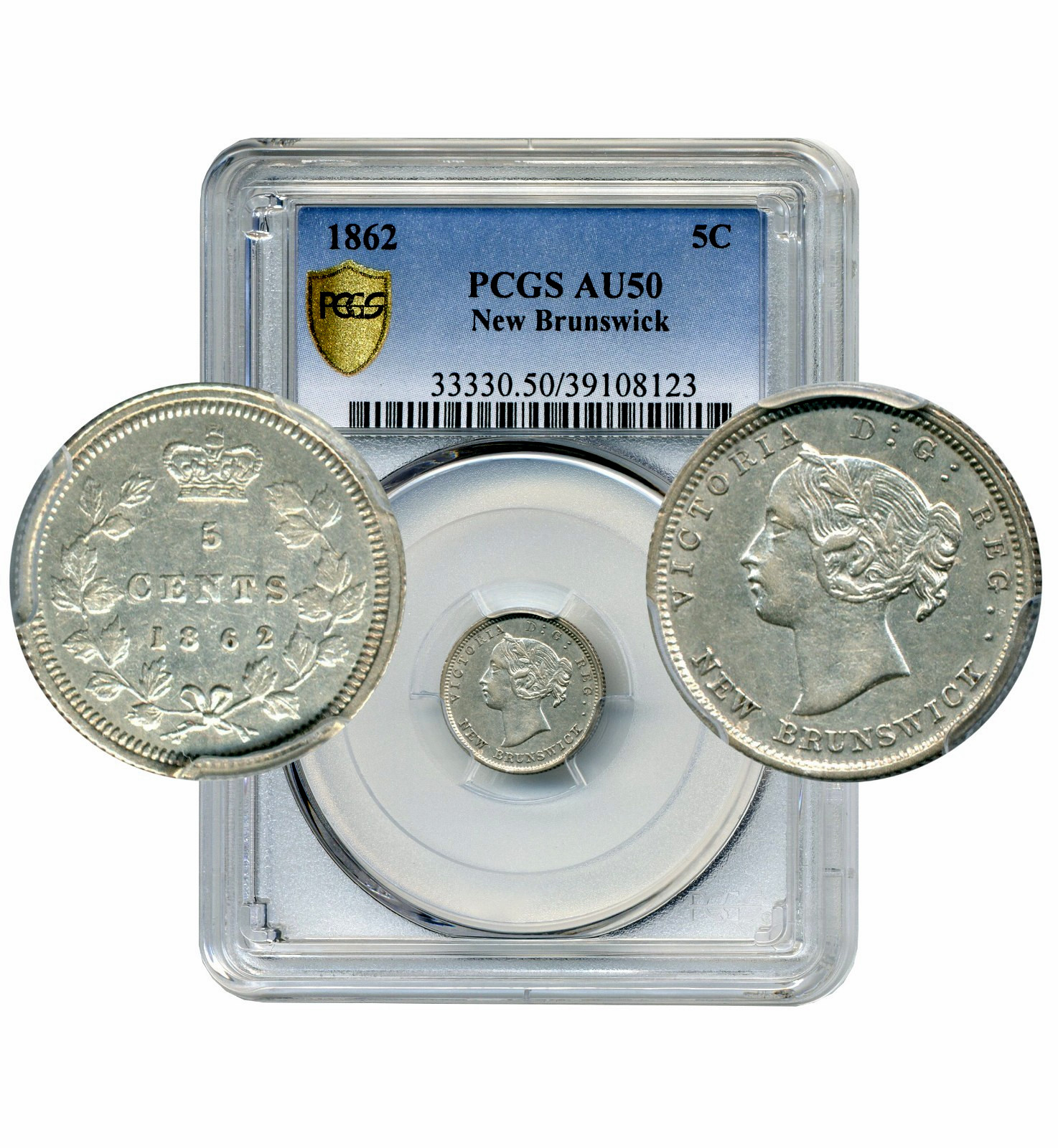 1862 New Brunswick 5 Cents - About Uncirculated, PCGS AU50