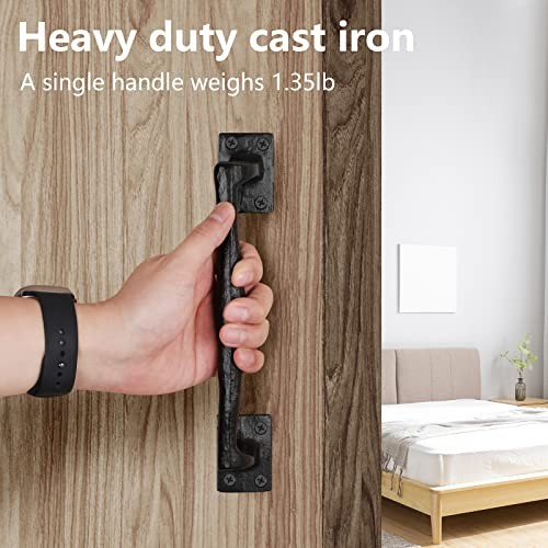 HOME MASTER HARDWARE 9 3/4 in Large Rustic Gate Handle Cast Iron Sliding Barn 2