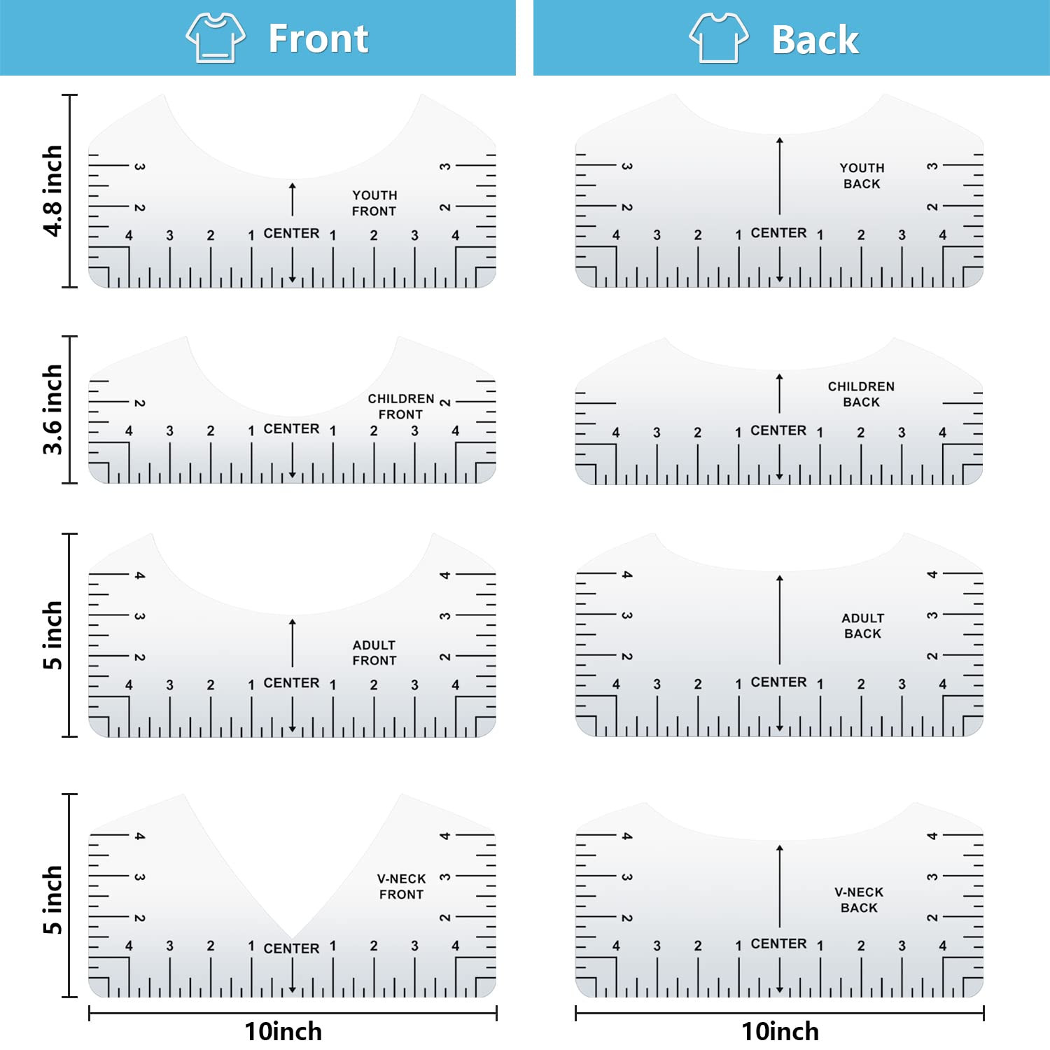 Tshirt Ruler Guide for Vinyl Alignment- 13Pcs Alignment Tool to Center Designs,