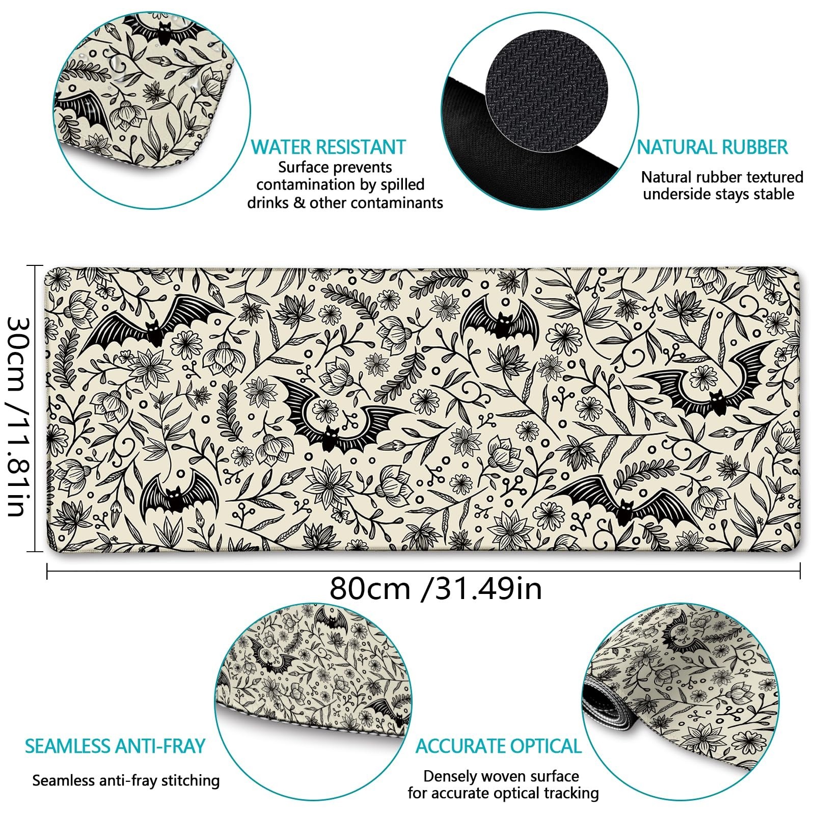 LIMKRIAN Goth Bat Mouse Pad Large Desk Mat, Extra Large Gaming Computer Mouse...