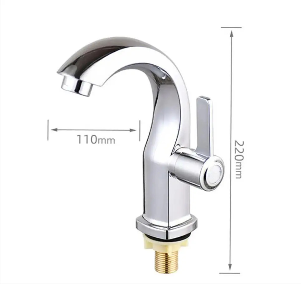 Bathroom & Kitchen Basin Faucet: Single Lever, Deck Mounted, Cold Water Only wit