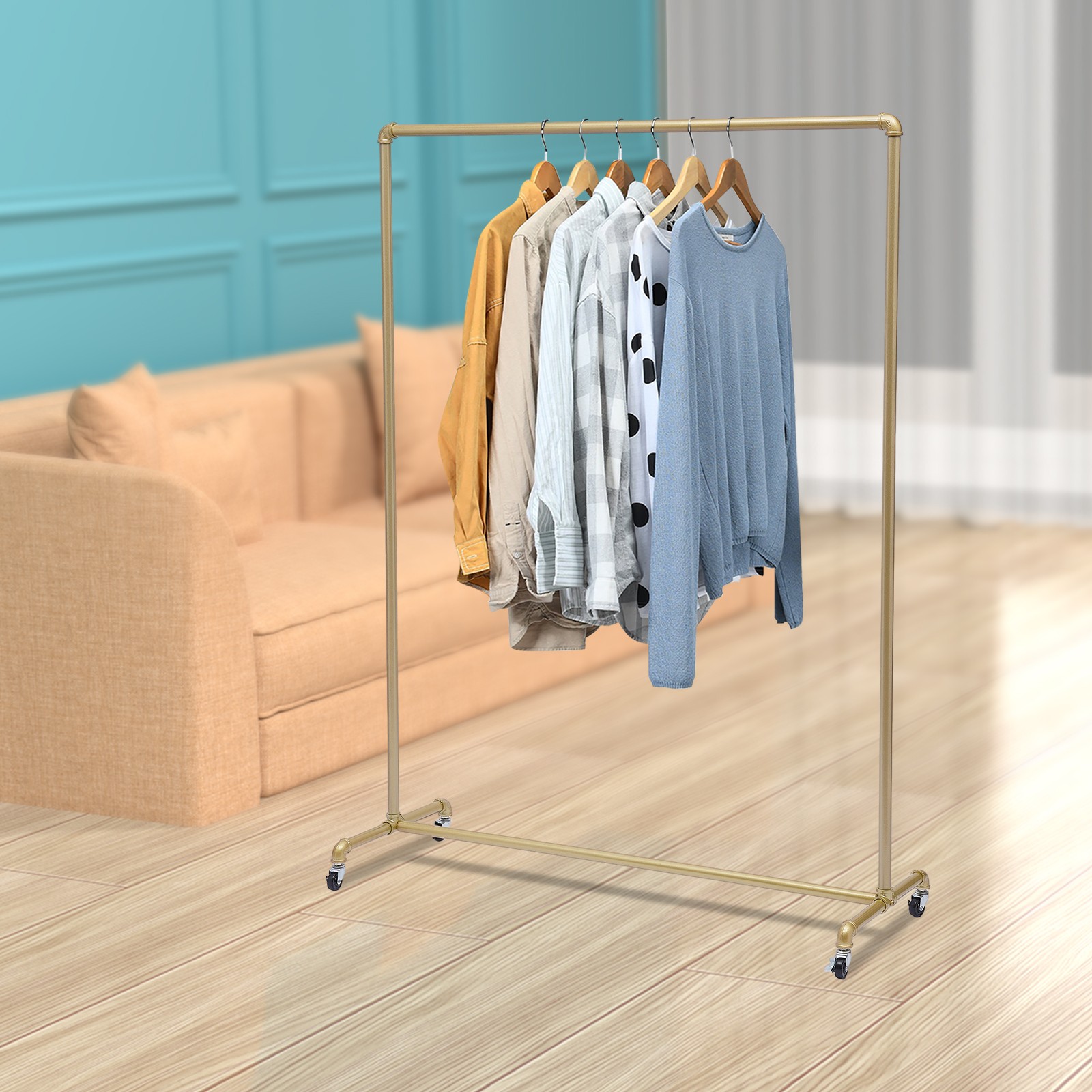 Commercial Garment Rack Retail Store Rolling Clothing Shelf 30-50kg Bearing