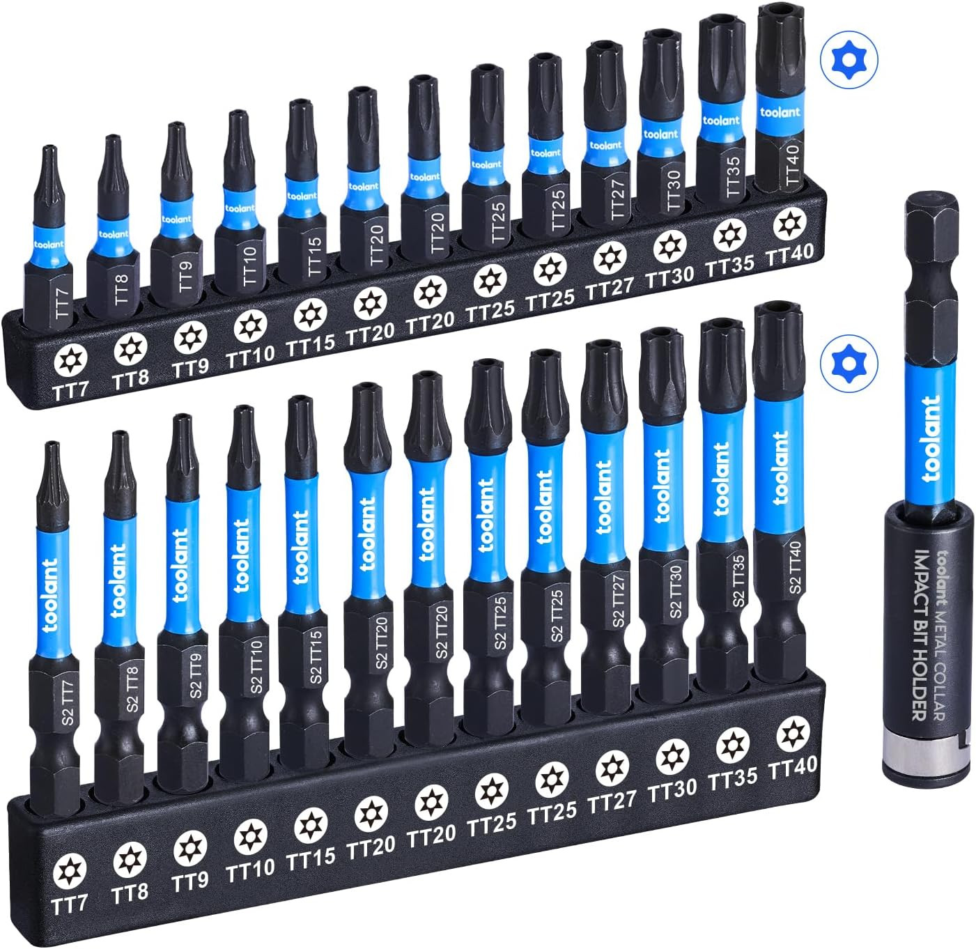 Toolant Impact Torx Bit Set 27Pcs (TT7-TT40), S2 Steel Security Torx Bit Set, Ta