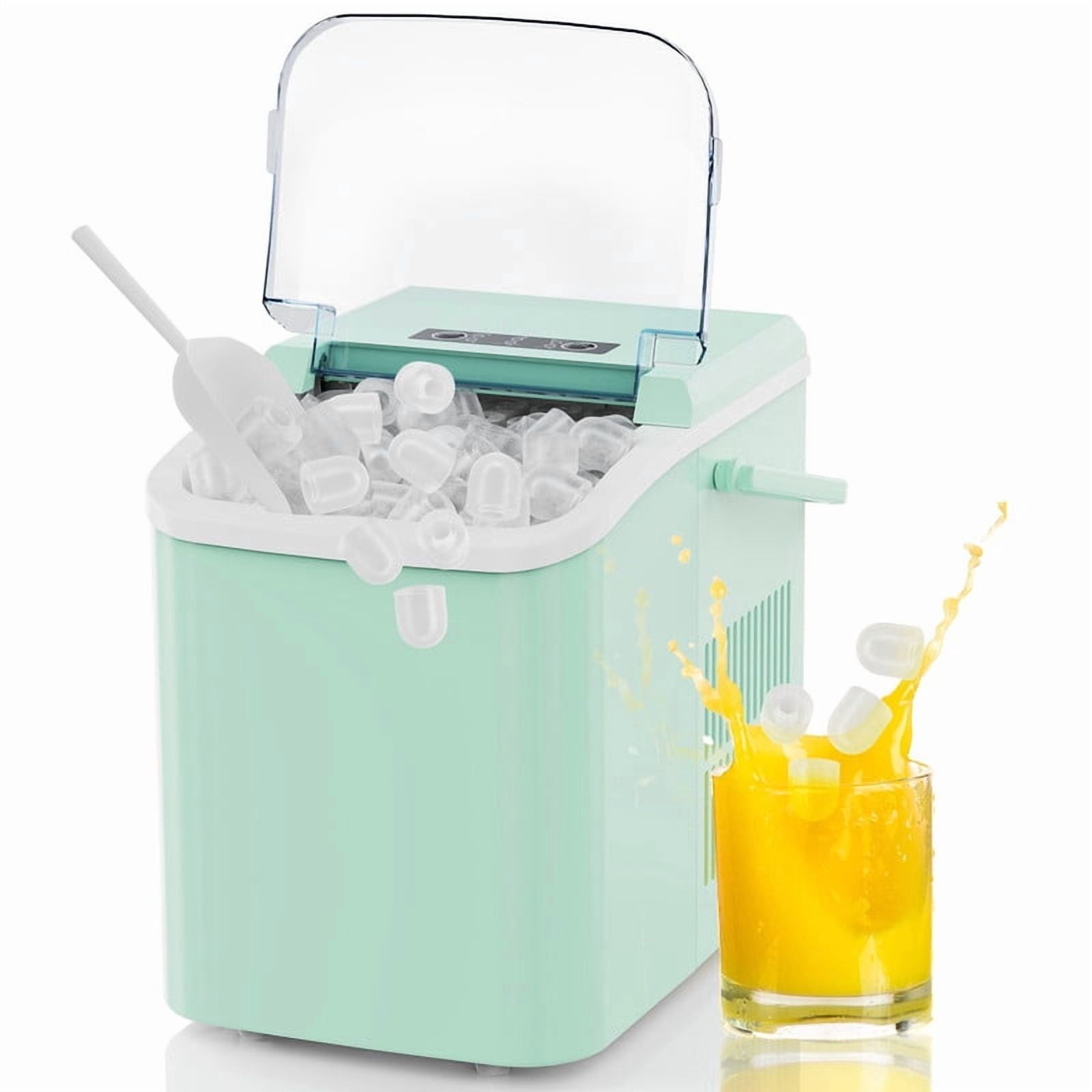 Countertop Ice Maker, 9 Bullet Ice Cubes in 6 Mins, 26lbs/24H, w/ Scoop & Basket