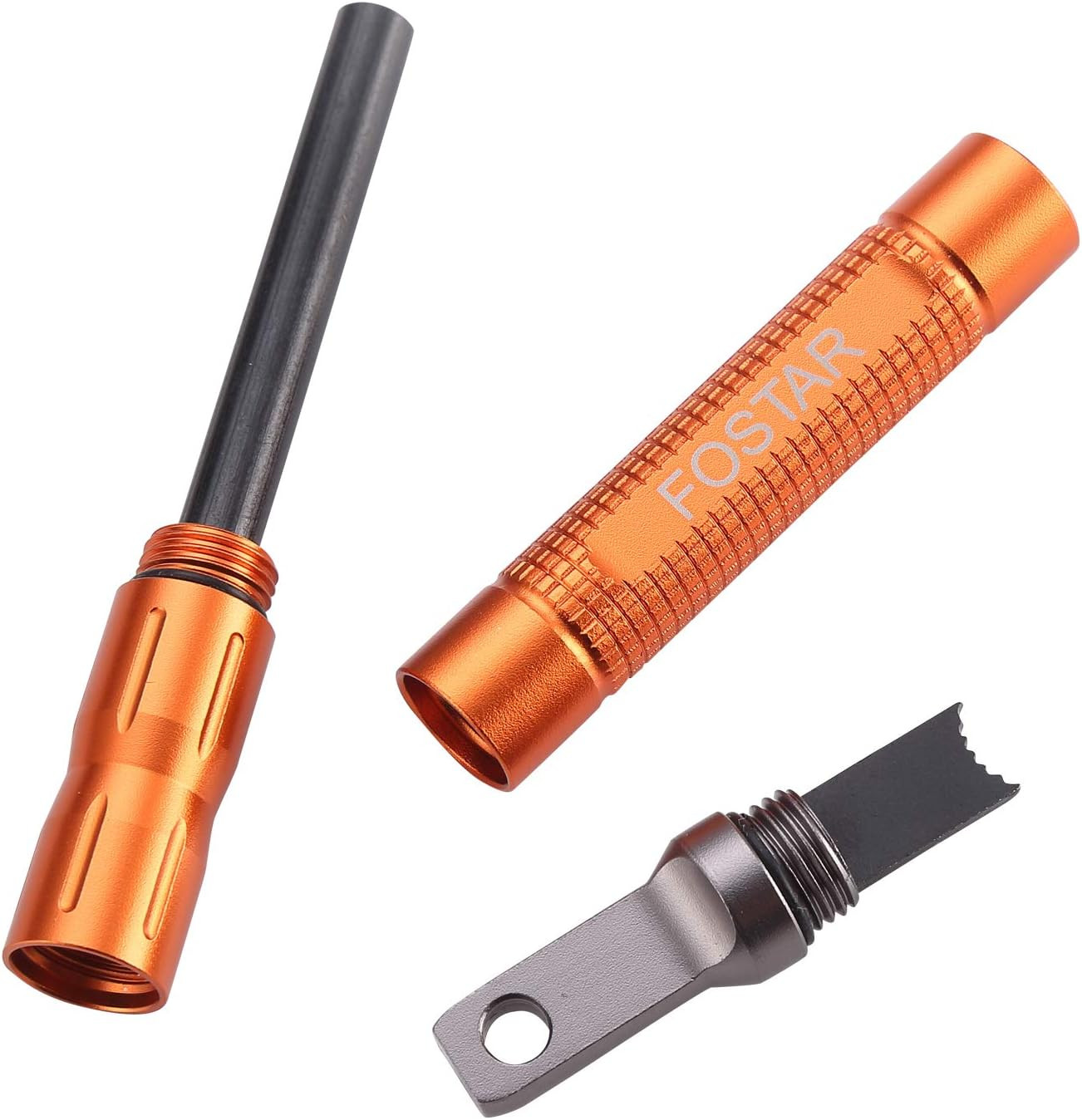FOSTAR 2PCS Upgrade Ferro Rod Fire Starter，Replaceable Flint Fire Steel Rod, Gre