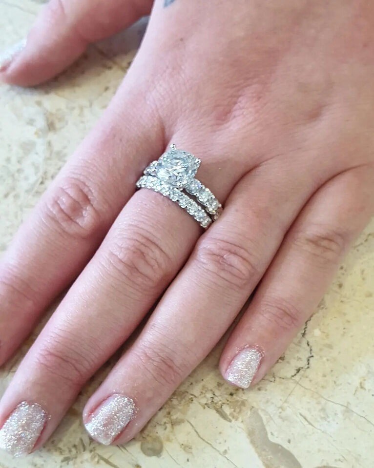 2.60 Ct Round Cut Lab-Created White Diamond Wedding Ring Set 925 Sterling Silver