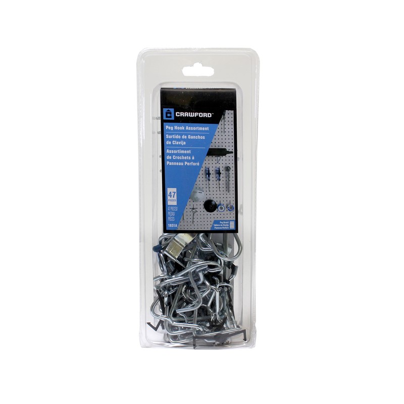 Crawford 1851A Silver Peg Hook for 1/8 & 1/4 in. Pegboard 1-5/8 H x 4-1/4 W in.