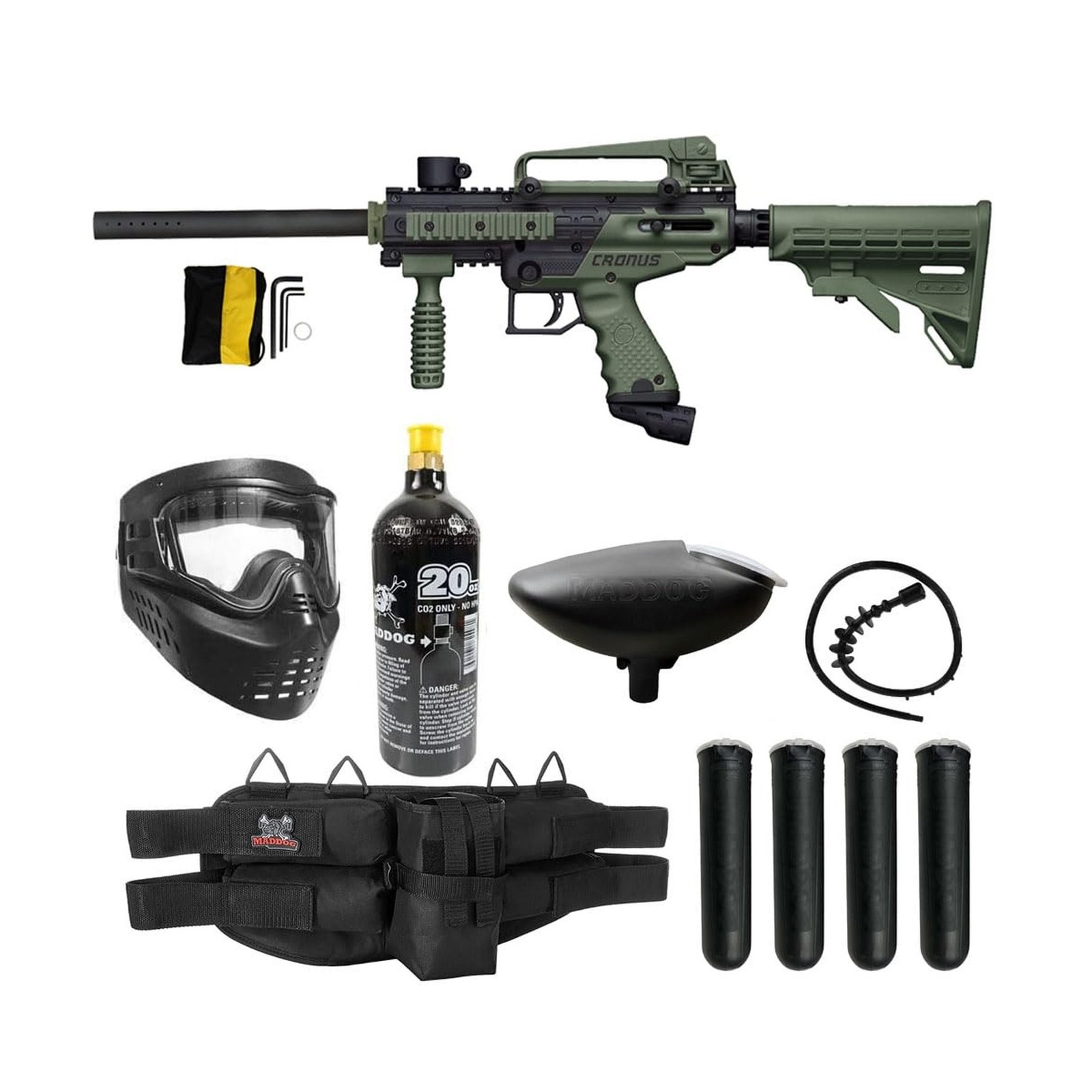 Maddog Tippmann Cronus Tactical Paintball Gun Marker and Accessory Starter Pa...