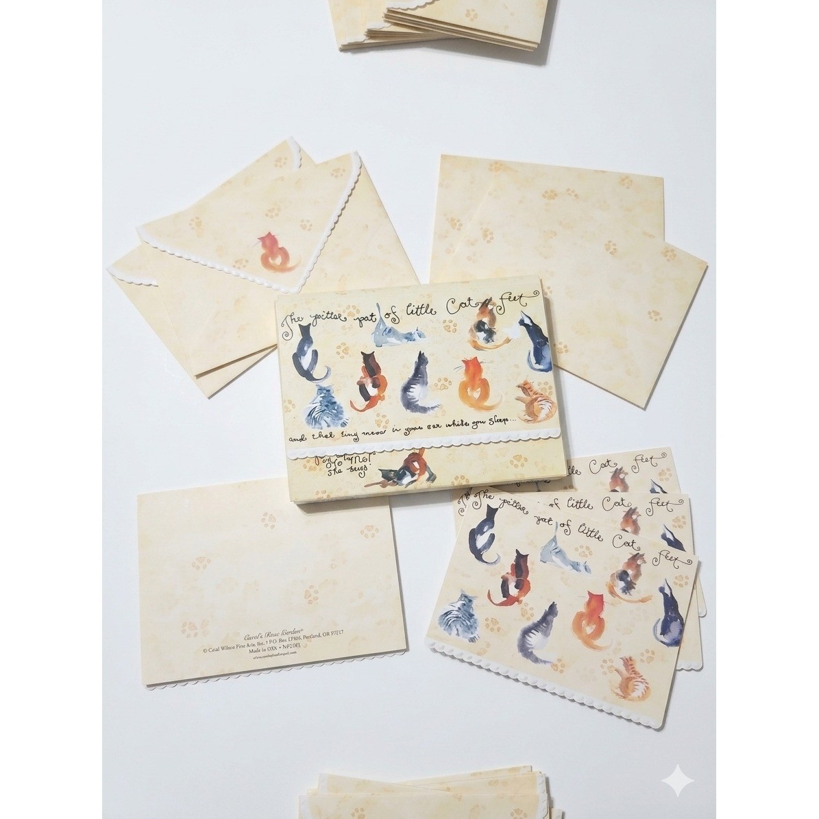 Carol Wilson Fine Arts Cat Feet Stationery Set 10 Sheets 10 Env SNP2183