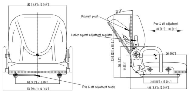 Doosan, Daewoo Forklift Seat Fold down style