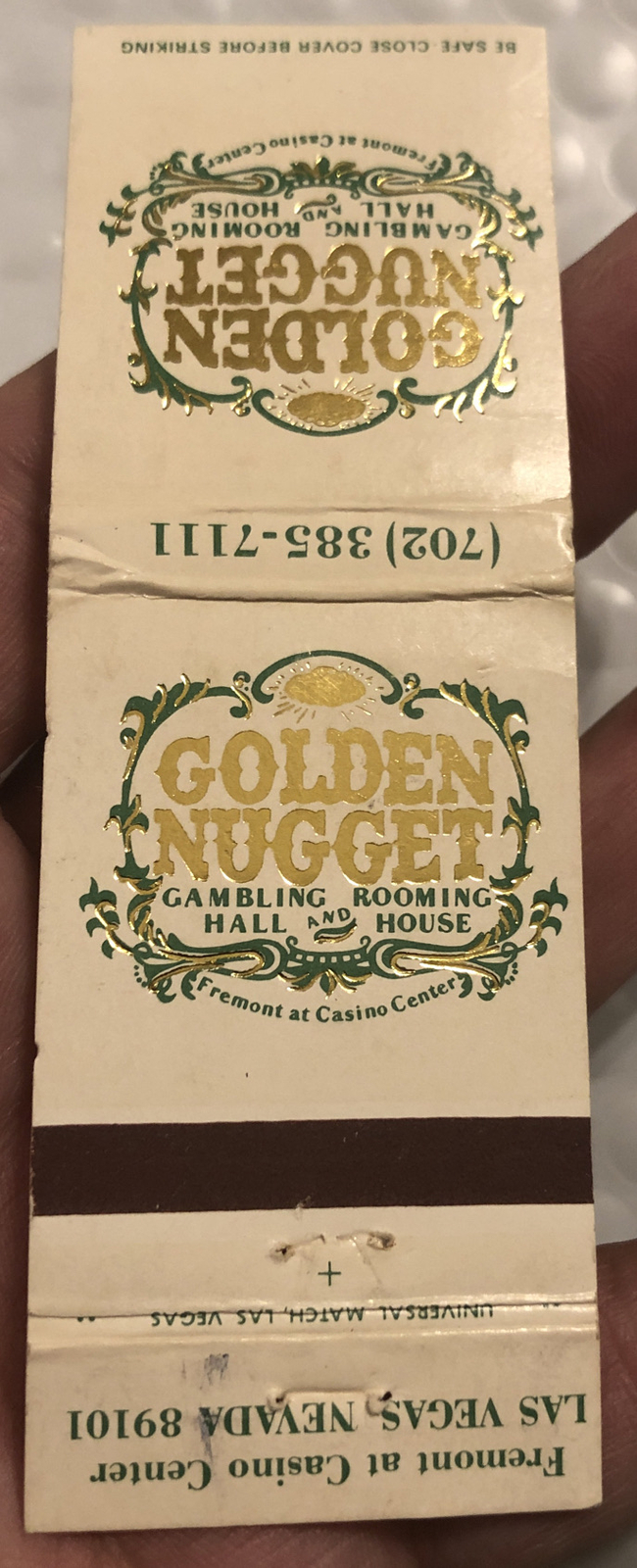 20 Strike Matchbook Cover - Golden Nugget Casino Las Vegas, NV  Vintage