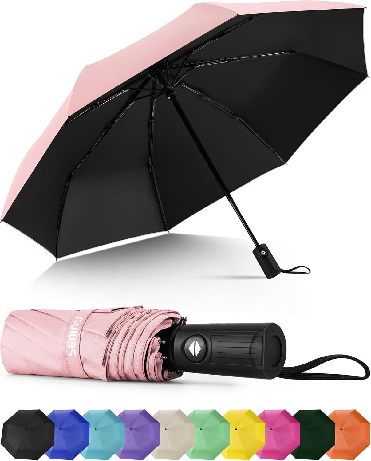 Windproof Travel Umbrella, Automatic Umbrellas for Rain, Portable & Compact Umbr