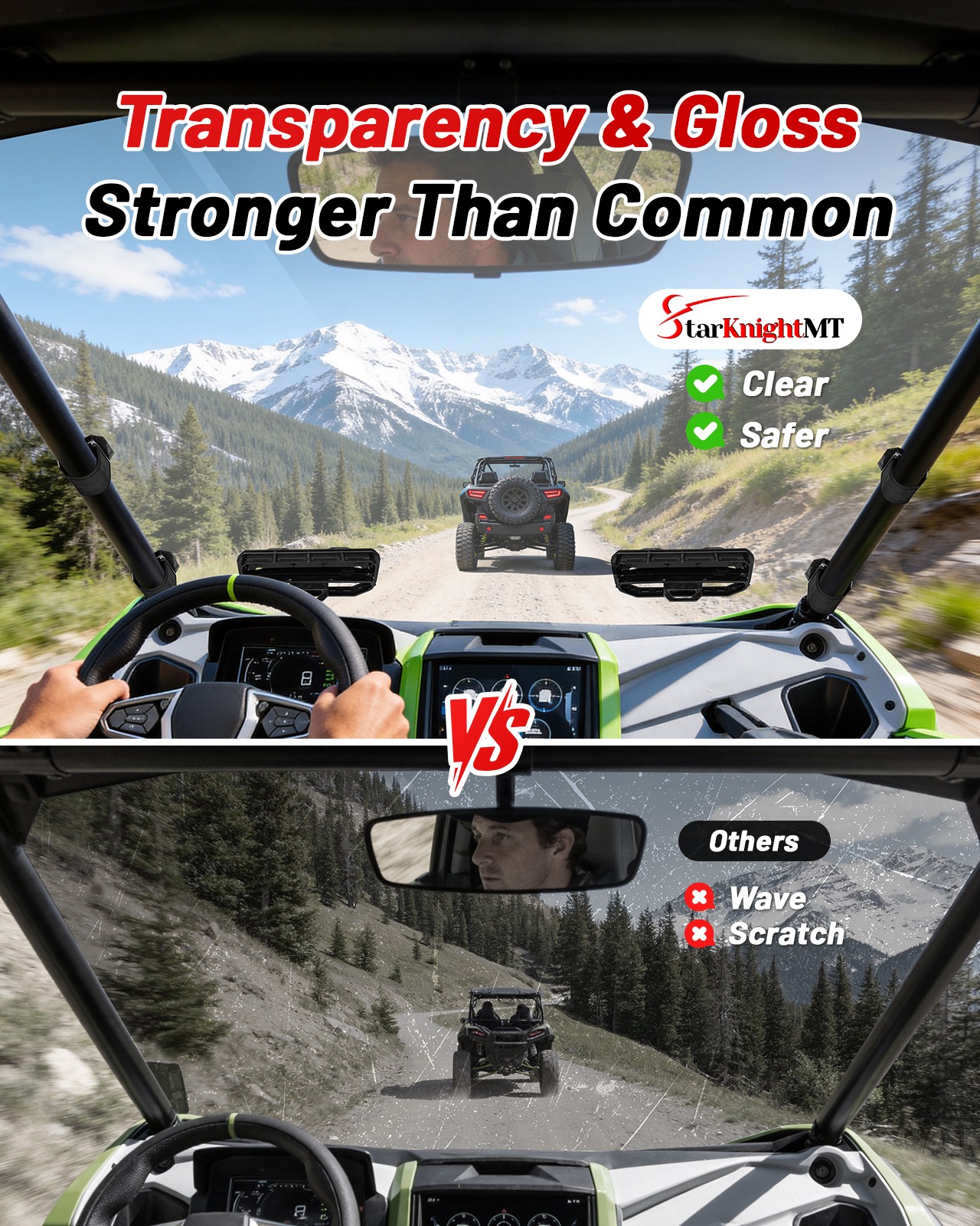 Front Window Vented Windshield Scratch-Resistant For Kawasaki Teryx 4 H2 2026