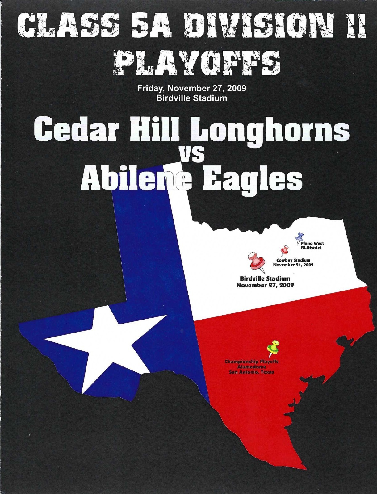 2009 CEDAR HILL - ABILENE H.S. Playoff Football Program JOEY  McGUIRE Texas Tech