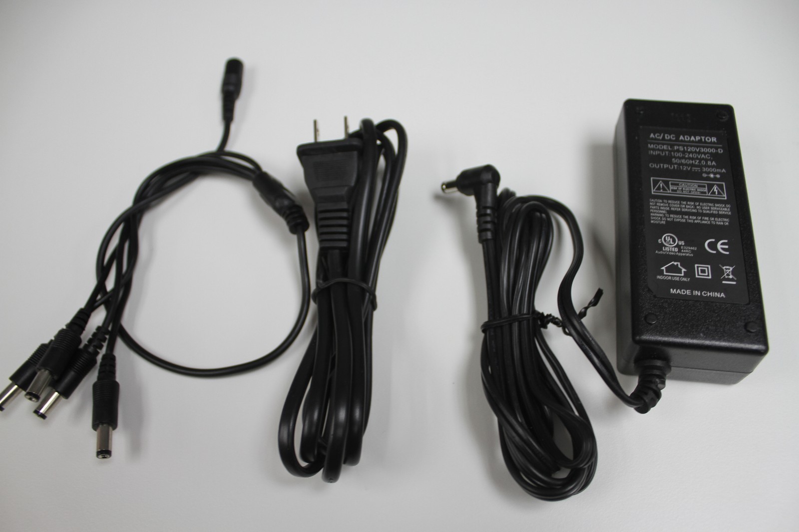 4CH Power Supply CCTV CCD Camera 4 Port 12V DC+Pigtail