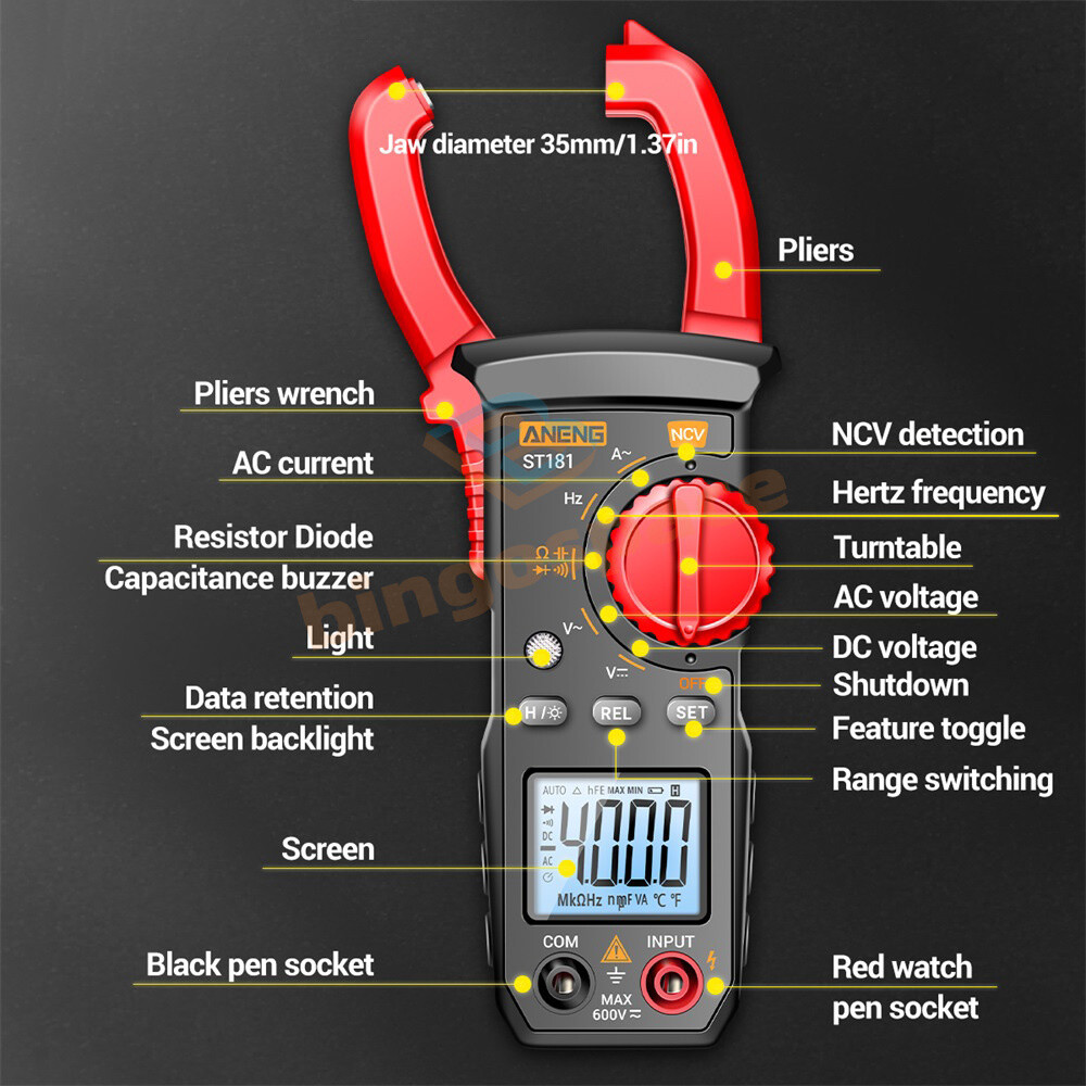 ANENG Digital Clamp Meter AC DC Current Multimeter Ammeter Voltage Tester ST183