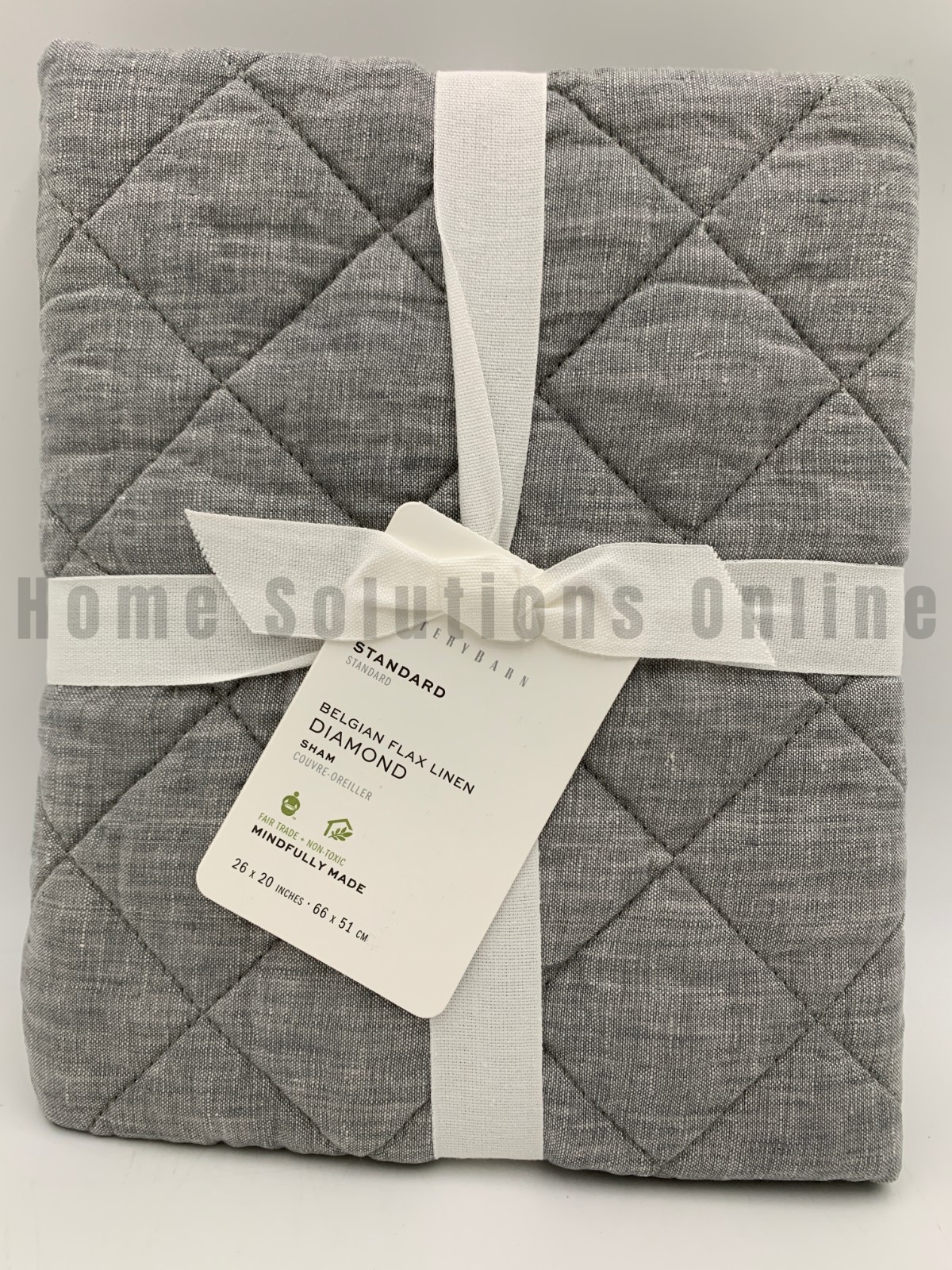 Pottery Barn Belgian Flax Linen Diamond Quilted Sham Flagstone Standard #9952L