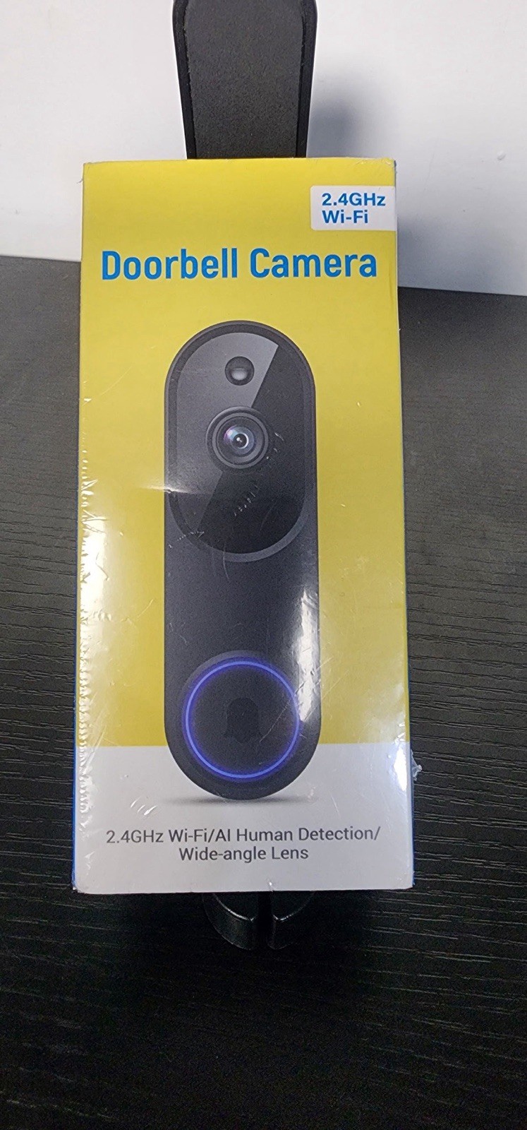 Wi-Fi Doorbell Camera Black, AI Human Detection, Night Vision, Two-way Talk