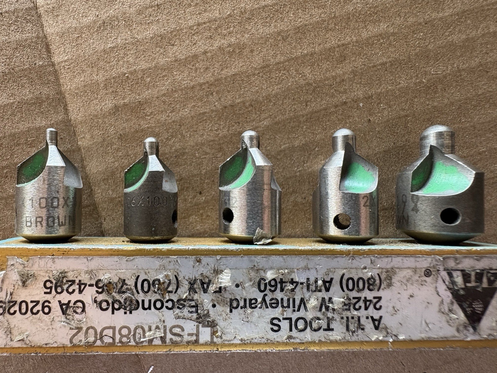 Brown Tool 5pc Aircraft Tool Countersink Bits w/holder US Army Overstock