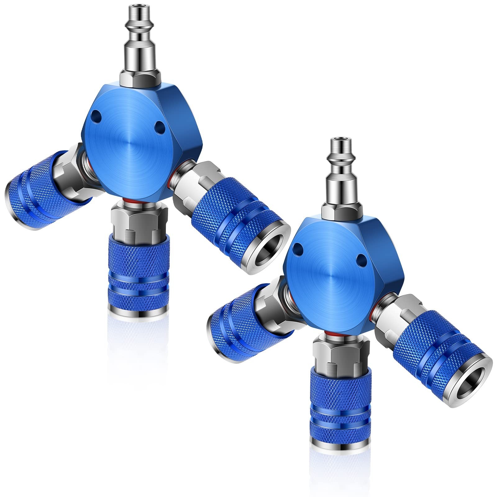 2 Pcs Air Hose Connectors 3 Way Air Hose Fittings 1/4 in NPT Compressor Fitti...