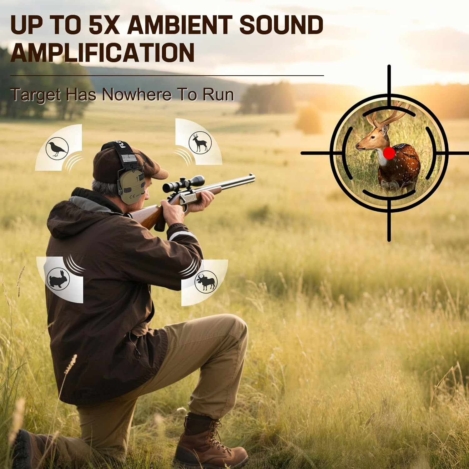 Electronic Ear Protection for Shooting with 5X Sound Amplification, Active Ear P