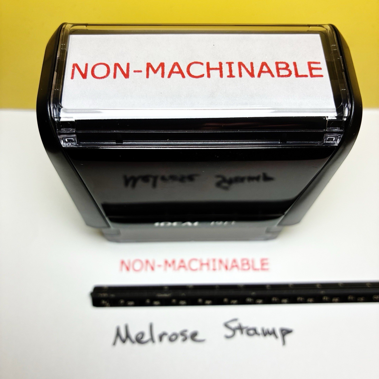 Nonmachinable Rubber Stamp Red Ink Self Inking Ideal 4913 Non-Machinable