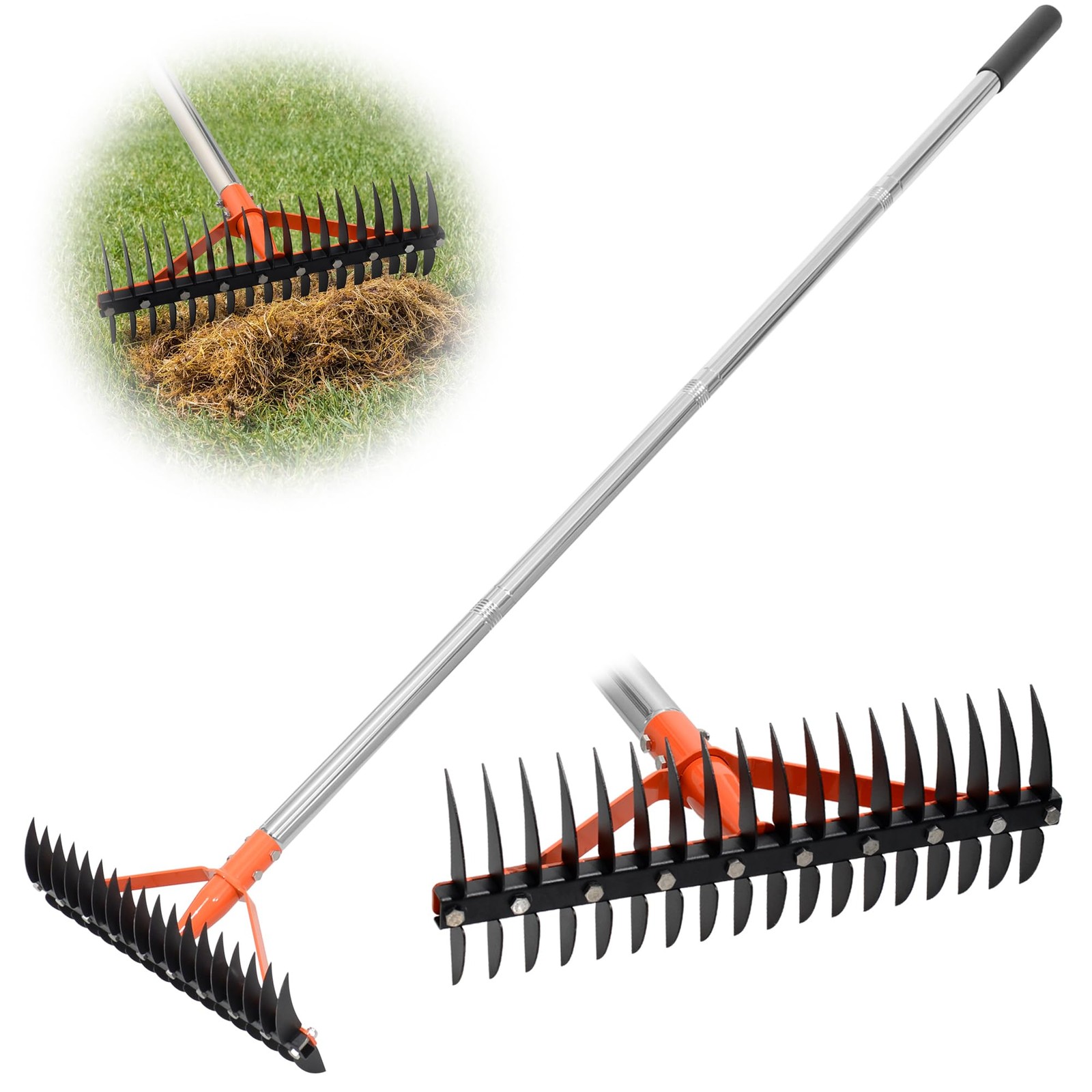 Best Thatch Rake for Lawns 18 Sharp Tempered Spring Steel Tines Dethatcher Heavy