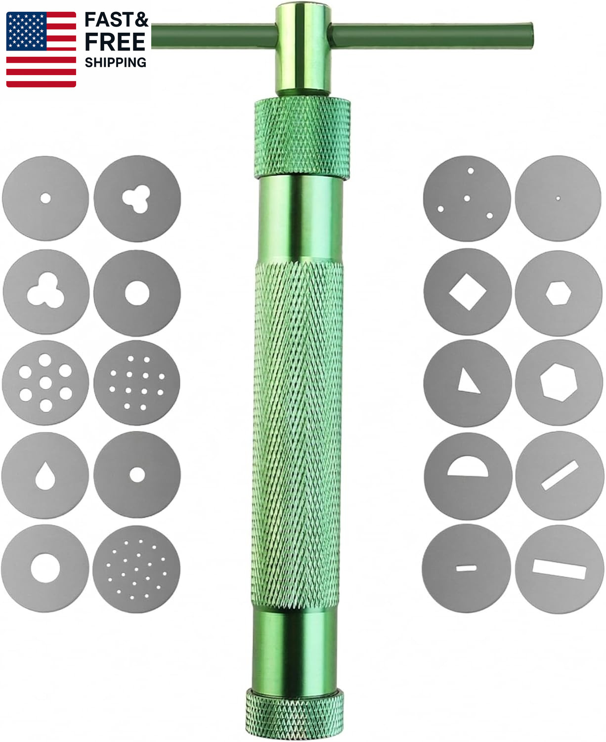 Polymer Clay Extruder Gun Tool with 20 Unique Discs - Durable Aluminium Alloy Sc