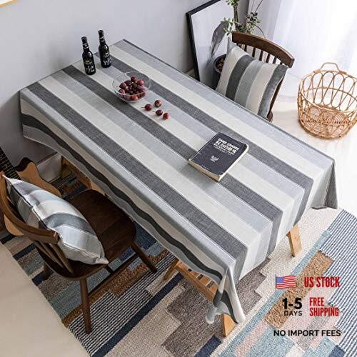 Square Tablecloth 52x52, Striped Table Cover for 52" x 52" (Square) 01 Grey