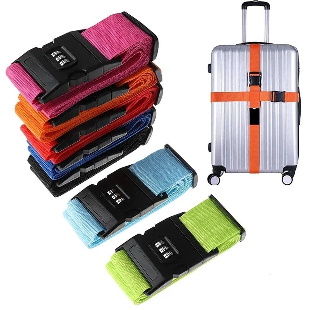1PC Adjustable Luggage Strap with Password Lock Anti-Theft Suitcase Packing Belt