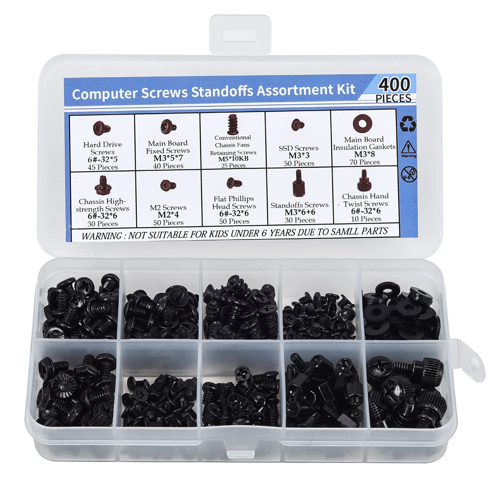 400PCS Computer Screws Motherboard Standoffs Assortment Kit for Universal M.2