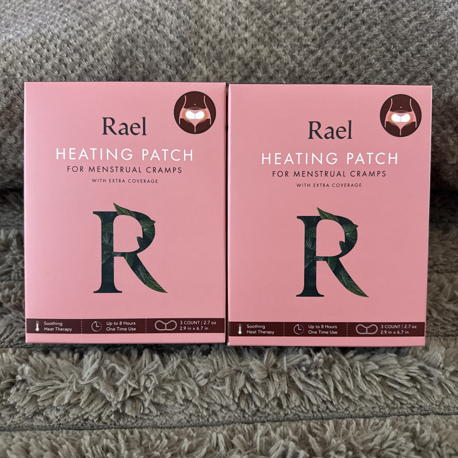 Lot Of 2 Boxes - Rael Heating Patch for Menstrual Cramps (3 ct. 2.9"x6.7")