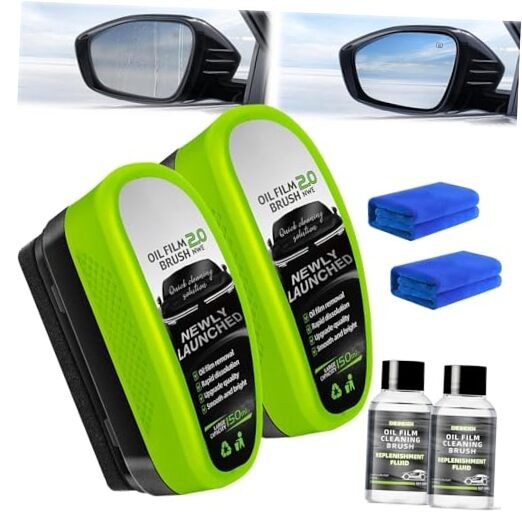 2Pcs Oil-Free Car Glass Brushes, Automotive Oil Film 2 Count (Pack of 1)
