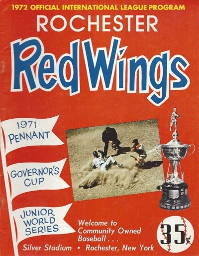 1972 Rochester Red Wings Program Program Cover On 12x8in Metal Sign