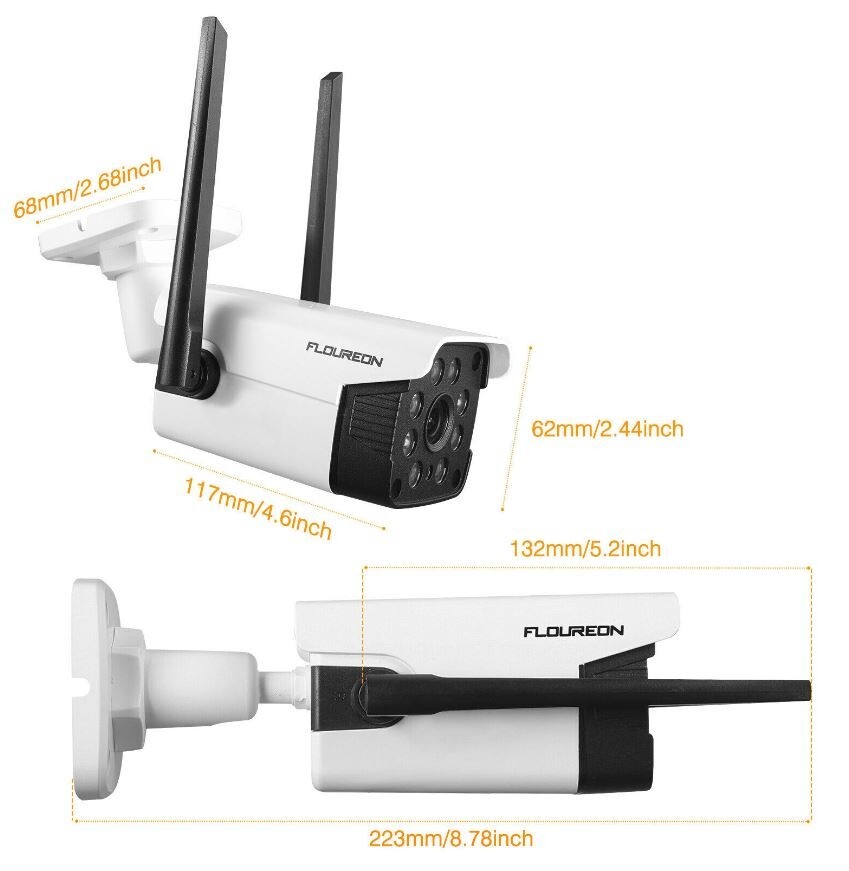 Floureon Security Camera Outdoor WIFI IP Camera 2MP 1080P Mobile App Remote View