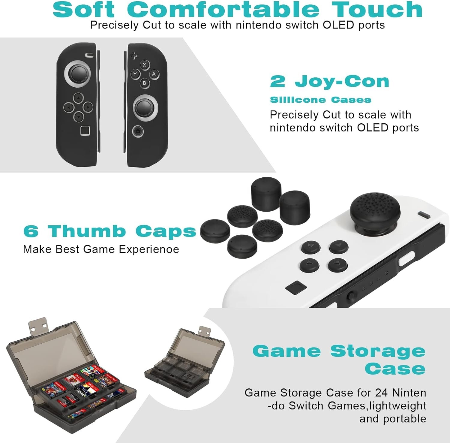 Accessories Kit for Nintendo Switch OLED Games Bundle Carrying Case Screen NEW