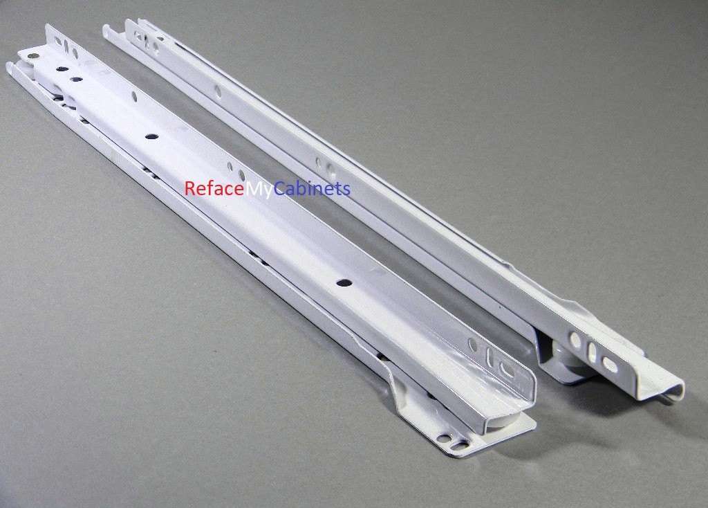 KV 1805 3/4 Extension White Epoxy Drawer Slides - 14 Inch
