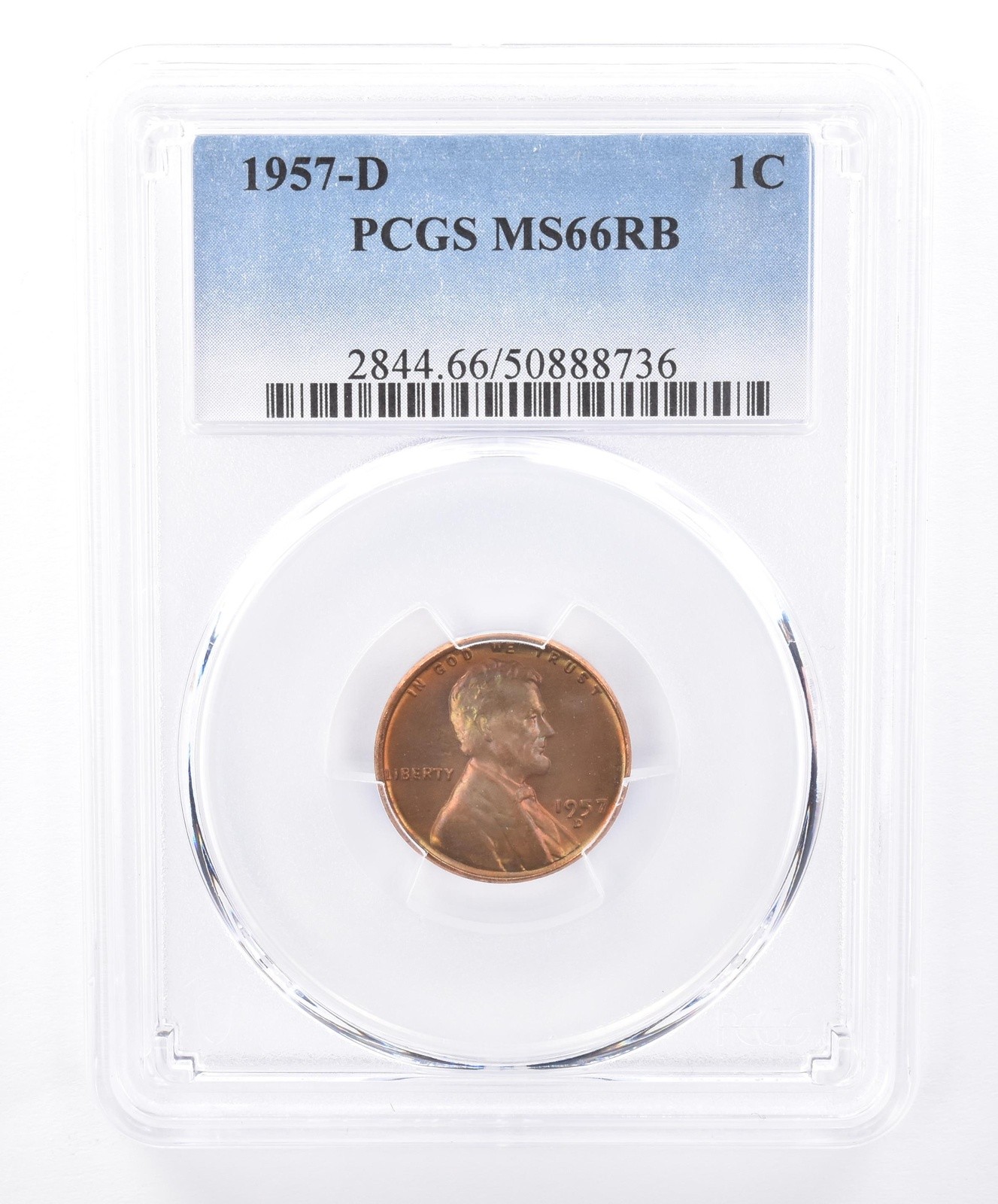1957-D Lincoln Wheat Cent MS66 RB PCGS Beautiful Tone *9316
