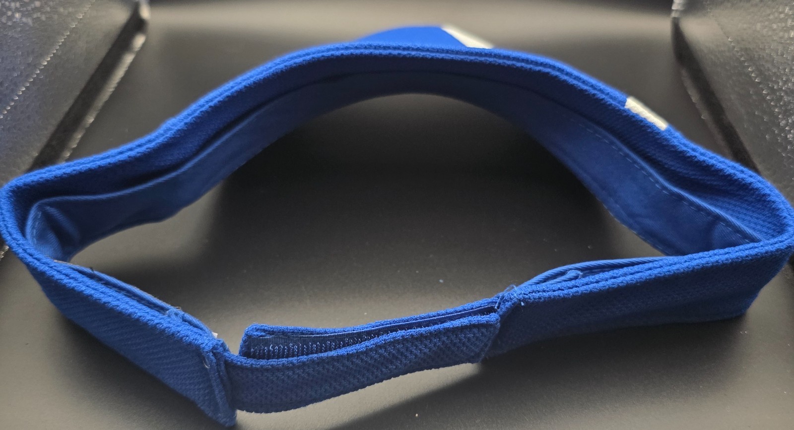 Girl softball visor royal with withe stripe adjustable